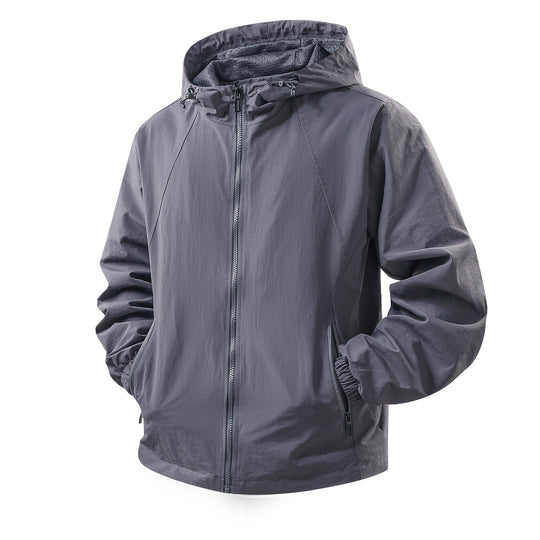 Herren Leichte atmungsaktive Kapuzen-Windjacke mit Mesh-Innenfutter und Reißverschlusstaschen Shop Nory