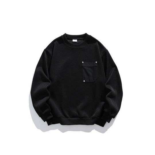Unisex Waffelstruktur-Sweatshirt mit Brusttasche und elastischem Saum Shop Nory
