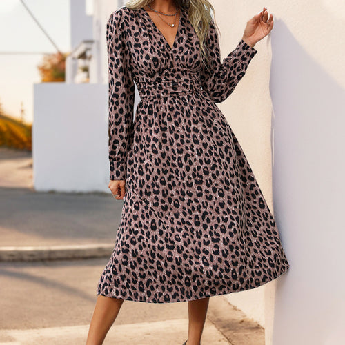 Damen Midikleid im Wickelstil mit taillierter Schnittführung, V‑Ausschnitt und langem Ärmel Shop Nory