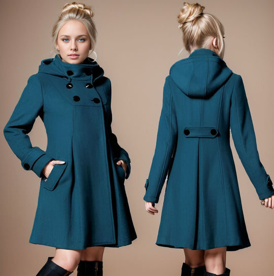 Damen nan taillierter Wollmantel mit Stehkragen und doppelreihiger Knopfleiste Shop Nory