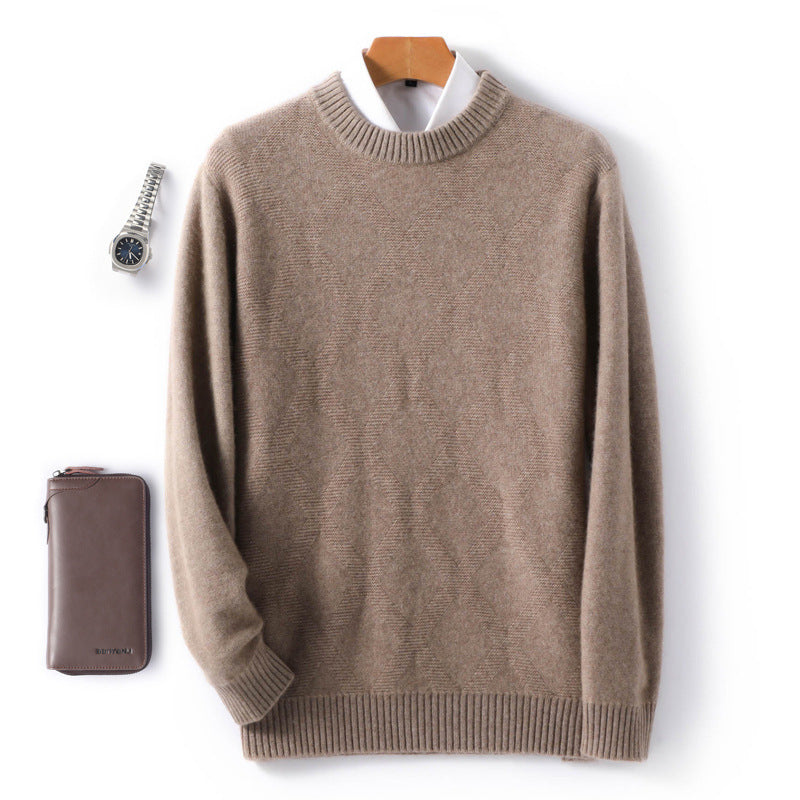 Herren Feiner Rundhals‑Pullover mit dezenter Rautenstruktur aus Kaschmir‑Mix Shop Nory