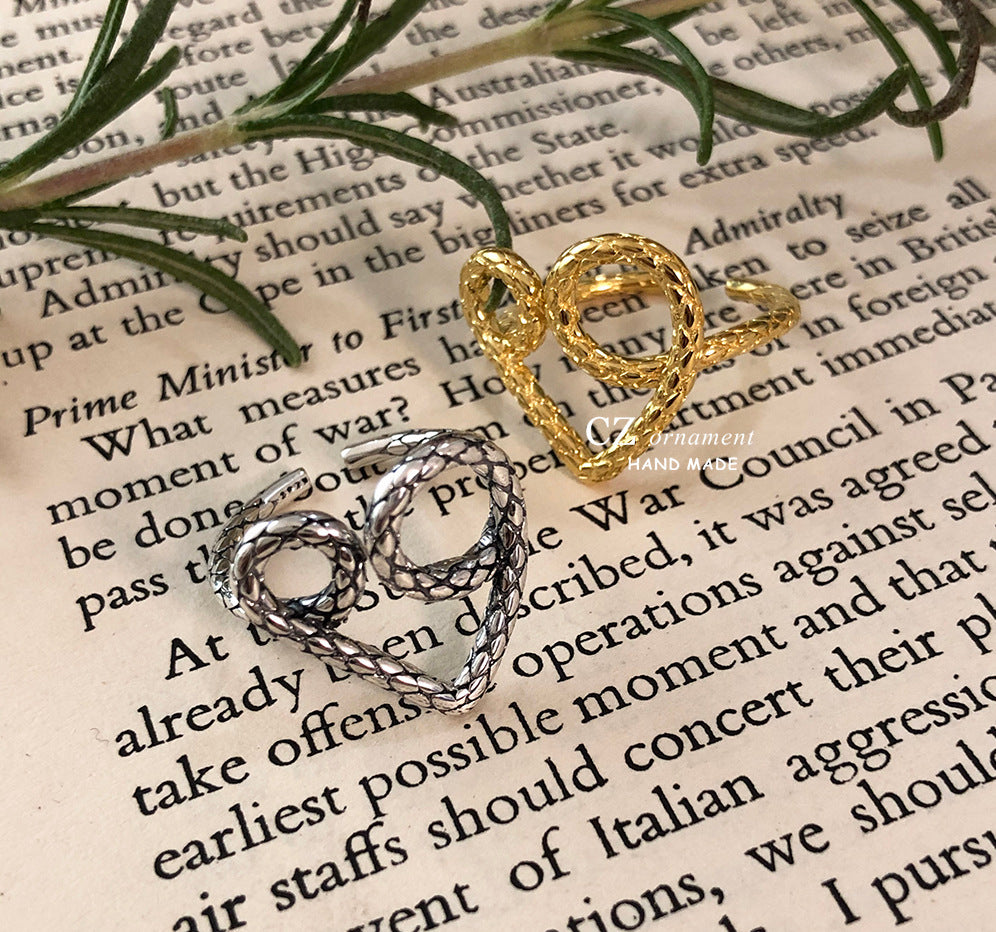 Damen Offener Ring mit filigranem Herzdesign Shop Nory