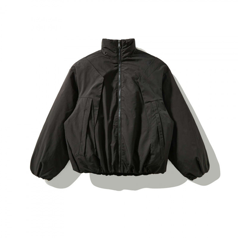 Unisex Kurz geschnittene wattierte Jacke mit Ballonärmeln und hohem Stehkragen Shop Nory
