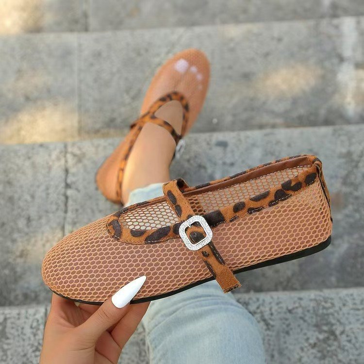Damen Ballerinas mit elegantem Netzdesign und Kettenapplikation