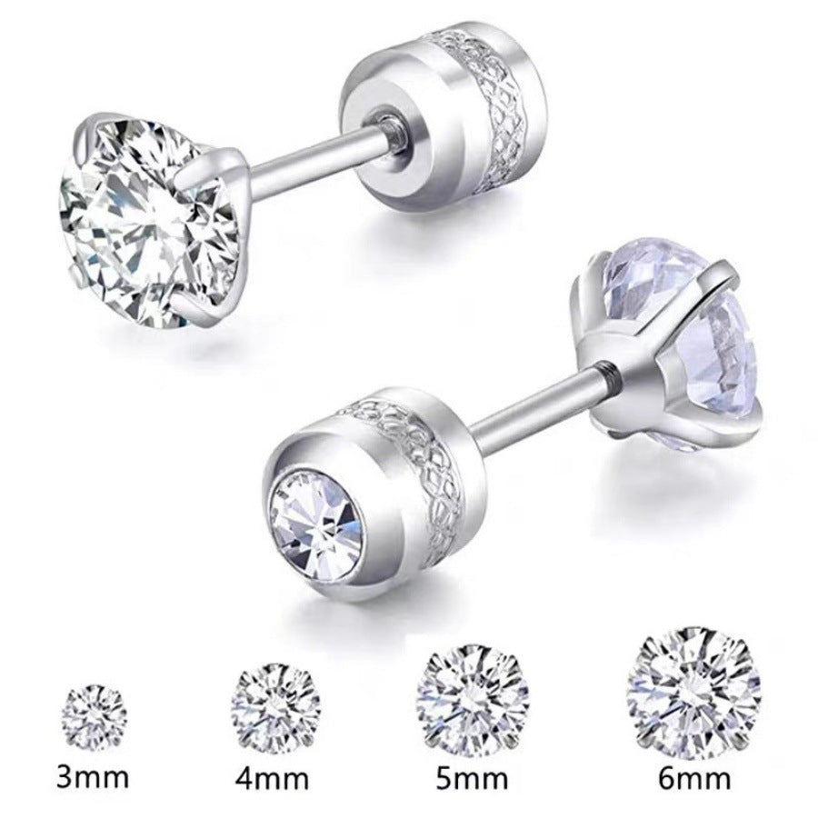 Kristall-Ohrstecker mit Zirkonia-Fassung und Schraubverschluss