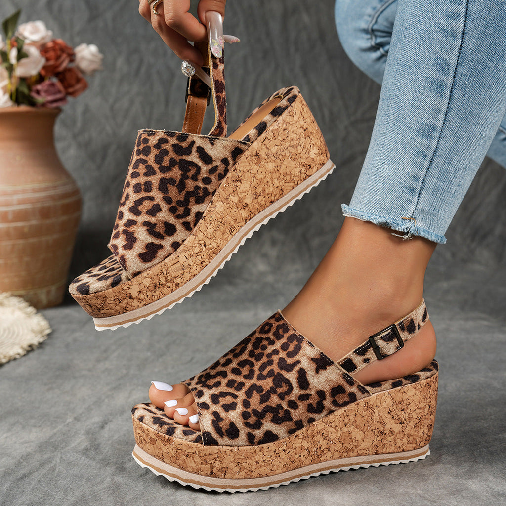 Damen Keilabsatz-Sandalen mit verstellbarem Riemen und komfortablem Fußbett Shopnory