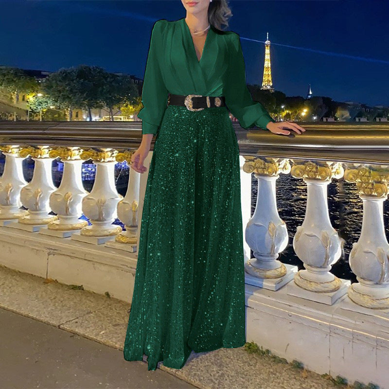 Damen Funkelndes Abendkleid mit elegantem Oberteil und glitzerndem Rock