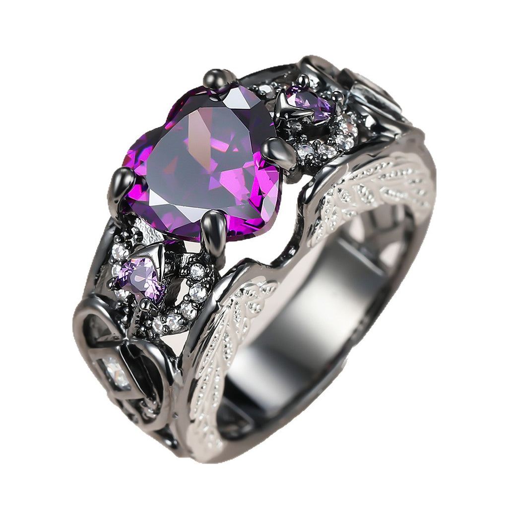 Damen Ring mit kunstvollem Blätter-Design und schimmerndem Amethyst Shop Nory