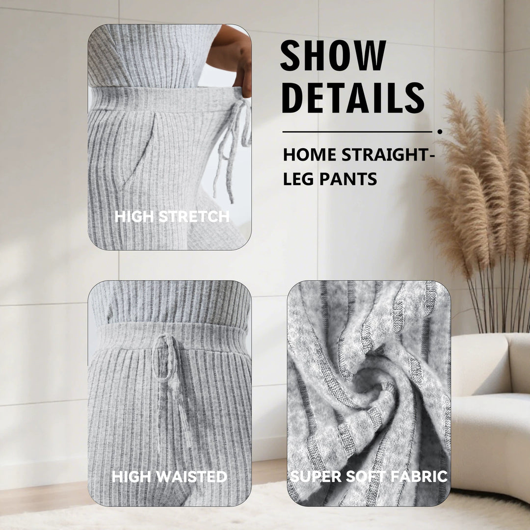 Damen Komfort-Strickhose mit weitem Bein und Kordelzug Shopy Nory