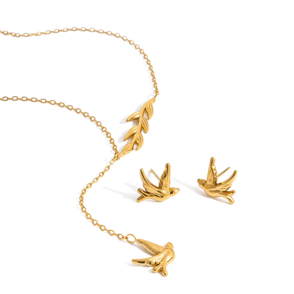 Damen Halskette mit Anhänger im eleganten Vogel-Design aus hypoallergenem Edelstahl Shop Nory