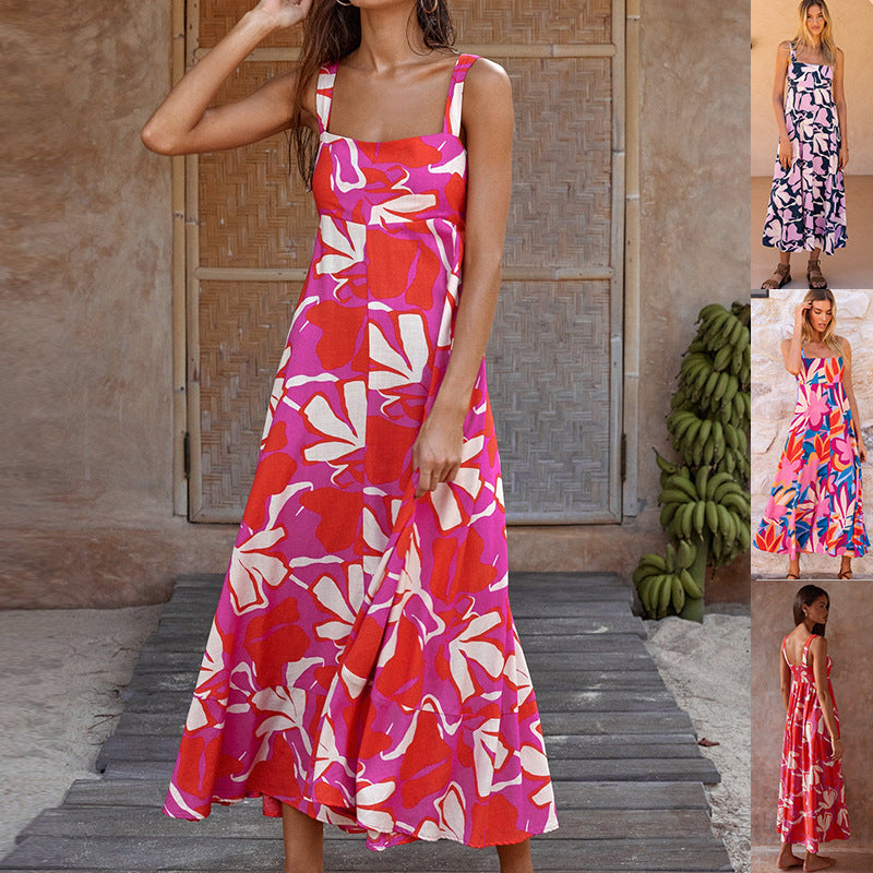 Damen Maxikleid im lShopnoryhaften floralen Design mit spielerischem Schnitt Shopnory