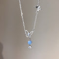 Damen Halskette mit kunstvollem Schmetterlingsdesign und funkelndem Edelstein Shop Nory