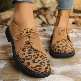 Damen Schnürer im Oxford‑Stil mit Leopardenprint und Wildleder‑Optik Shop Nory