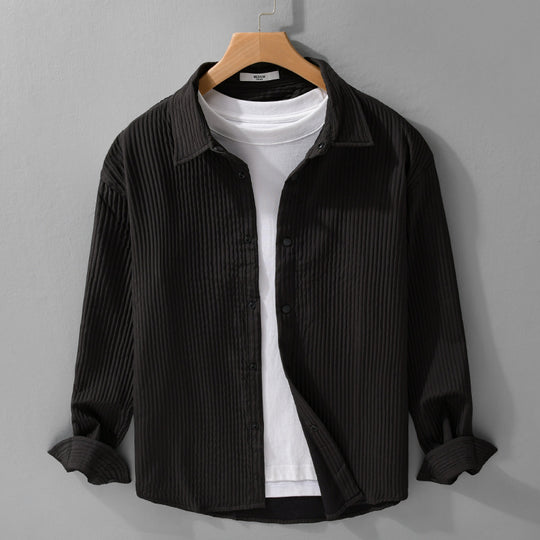 Herren Gestepptes Overshirt aus leichter Baumwollstruktur mit Druckknopfleiste Shop Nory