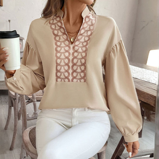 Damen Elegante Bluse mit dekorativen Mustern Shop Nory