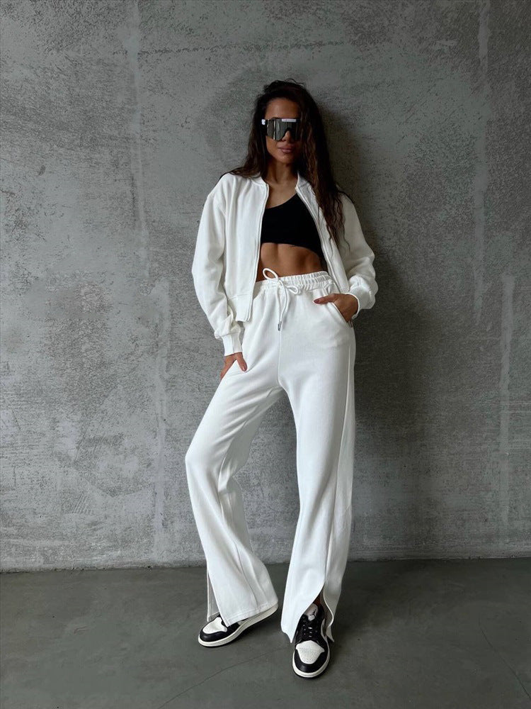 Damen Loungewear-Set mit Kurzzip-Jacke und High‑Waist‑Jogginghose mit Seitenschlitz Shop Nory