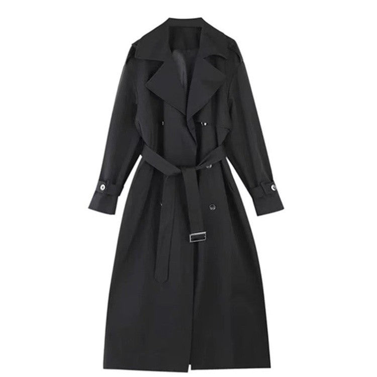 Damen Eleganter Baumwoll-Mix Trenchcoat mit asymmetrischer Schulterklappe und Bindegürtel Shop Nory