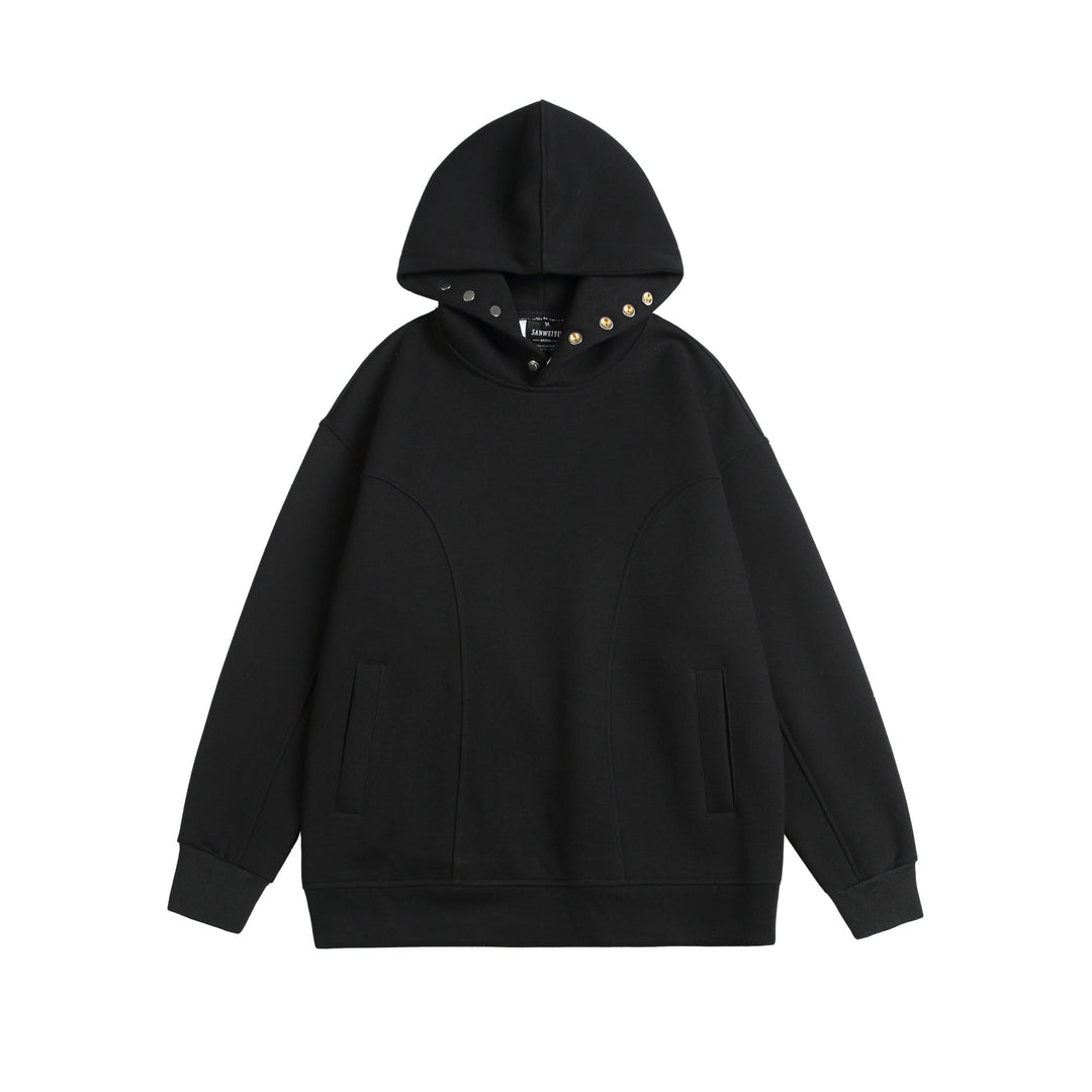 Unisex Oversize Kapuzenpullover mit Druckknopffunnel und Teilungsnähten Shop Nory