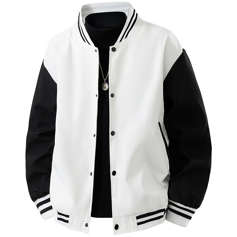Herren College-Bomberjacke im Retro-Varsity-Design mit Druckknopffront, kontrastärmeln und gerippten Streifenbündchen Shop Nory
