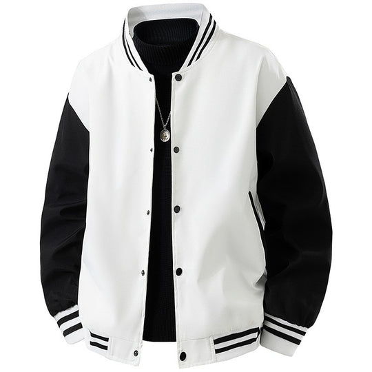 Herren College-Bomberjacke im Retro-Varsity-Design mit Druckknopffront, kontrastärmeln und gerippten Streifenbündchen Shop Nory