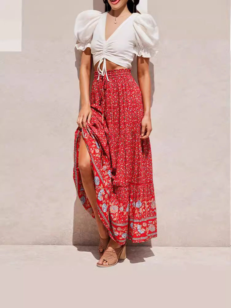 Damen Maxi-Rock aus floraler Baumwolle