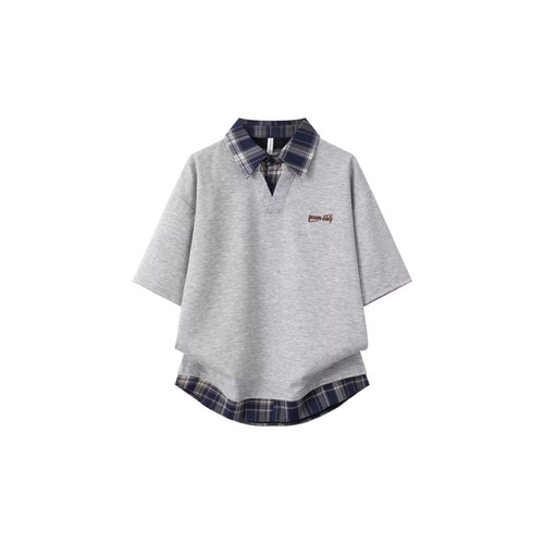 Damen Sportliches Oversized-T-Shirt mit kariertem Kragen Shop Nory