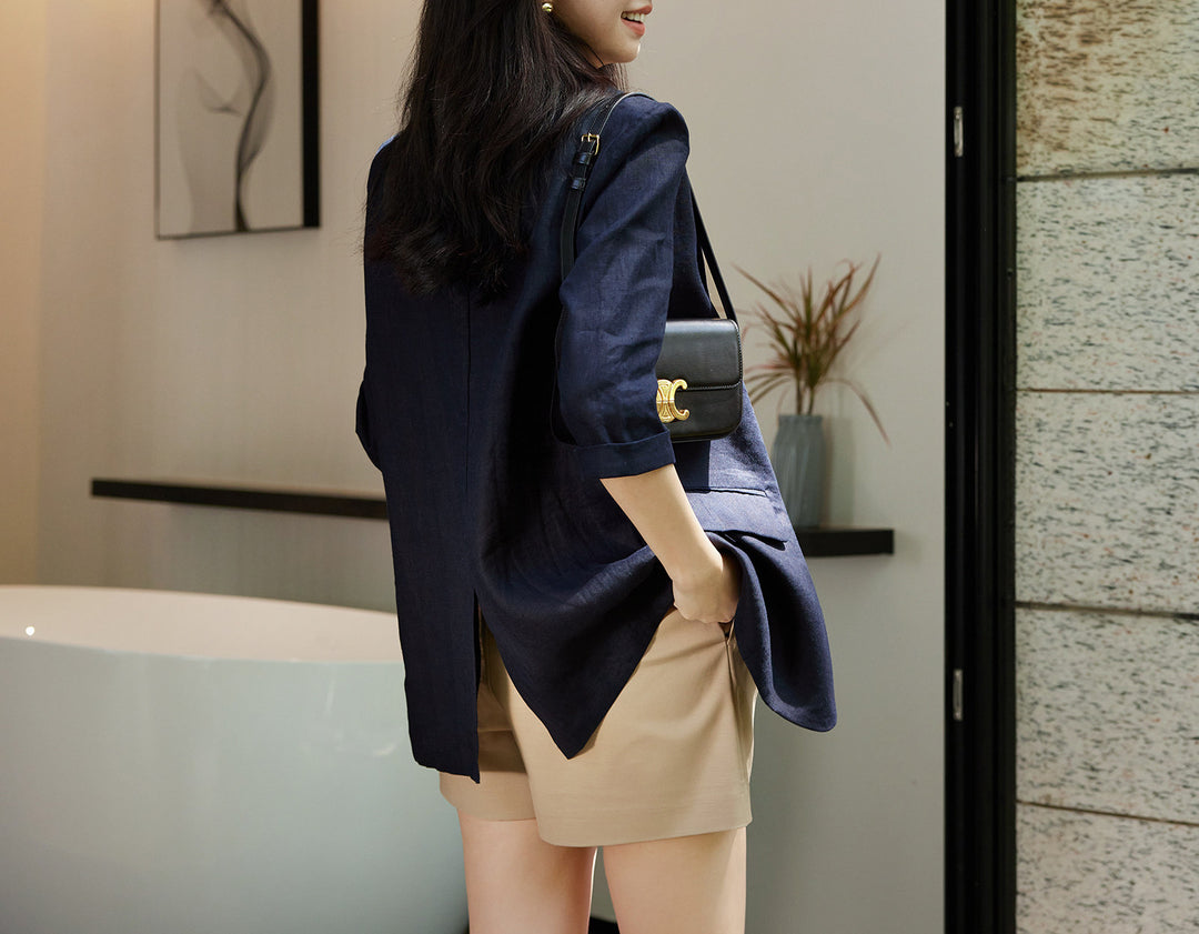 Damen Modischer Leinenblazer Shop Nory