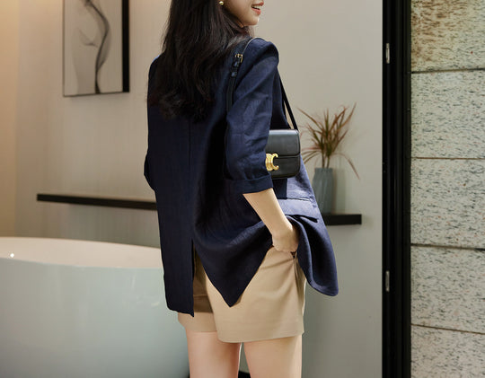 Damen Modischer Leinenblazer Shop Nory
