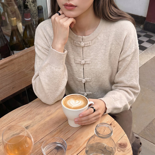 Damen Feinstrick-Cardigan mit dekorativem Knotenverschluss und legerer Raglan-Silhouette Shop Nory