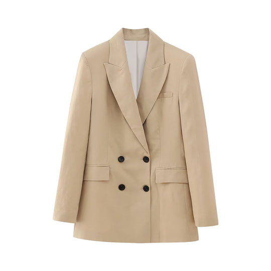 Damen Doppelreihiger Longline-Blazer mit strukturiertem Tailoring und verlängertem Saum Shop Nory