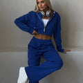 Damen stylisches Crop-Set aus Kapuzenpullover und bequemen Jogginghosen
