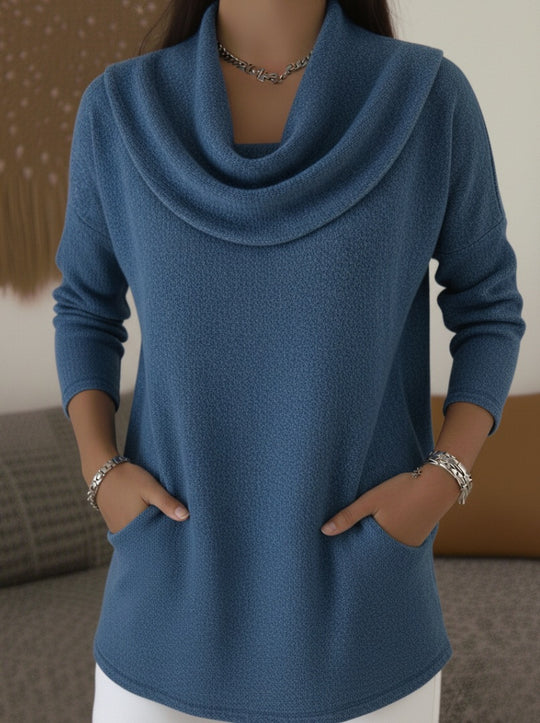 Damen Kuscheliger Feinstrick-Pullover mit Schalkragen und Eingrifftaschen Shop Nory