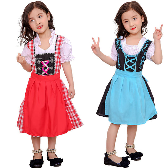Damen nan traditionelles Kinderdirndlkleid mit geschnürtem Mieder, bestickten Details und abnehmbarer Schürze Shop Nory