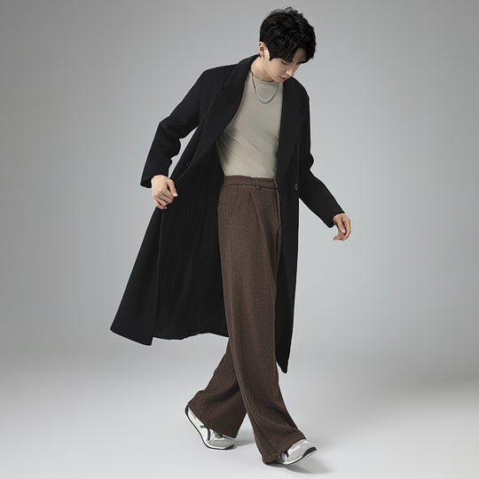 Herren Eleganter langer Wollmix-Mantel mit fallendem Schalkragen und cleanem Einreiher Shop Nory