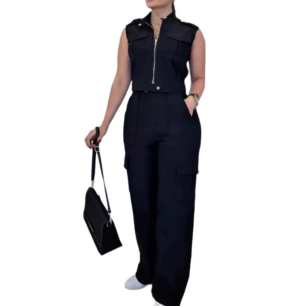 Damen Zweiteiliges Utility-Set mit High‑Waist Cargohose und Cropped‑Weste Shop Nory