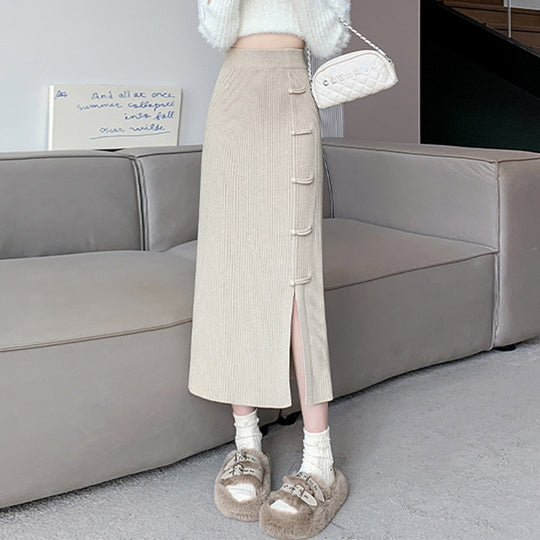 Damen Eleganter und raffinierter Strickrock mit Seitenschlitz Shop Nory