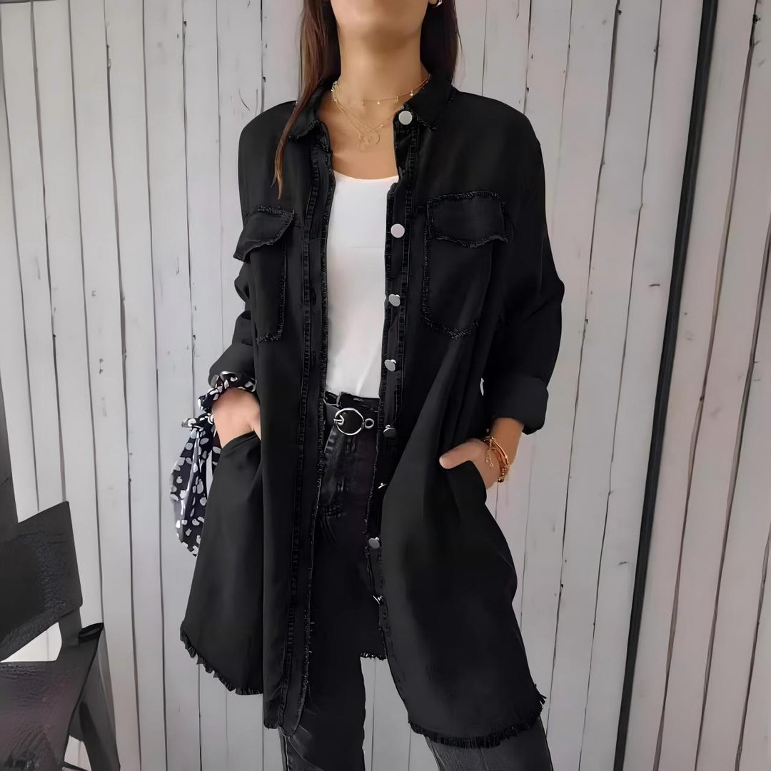 Damen Lässige Denim-Hemdjacke