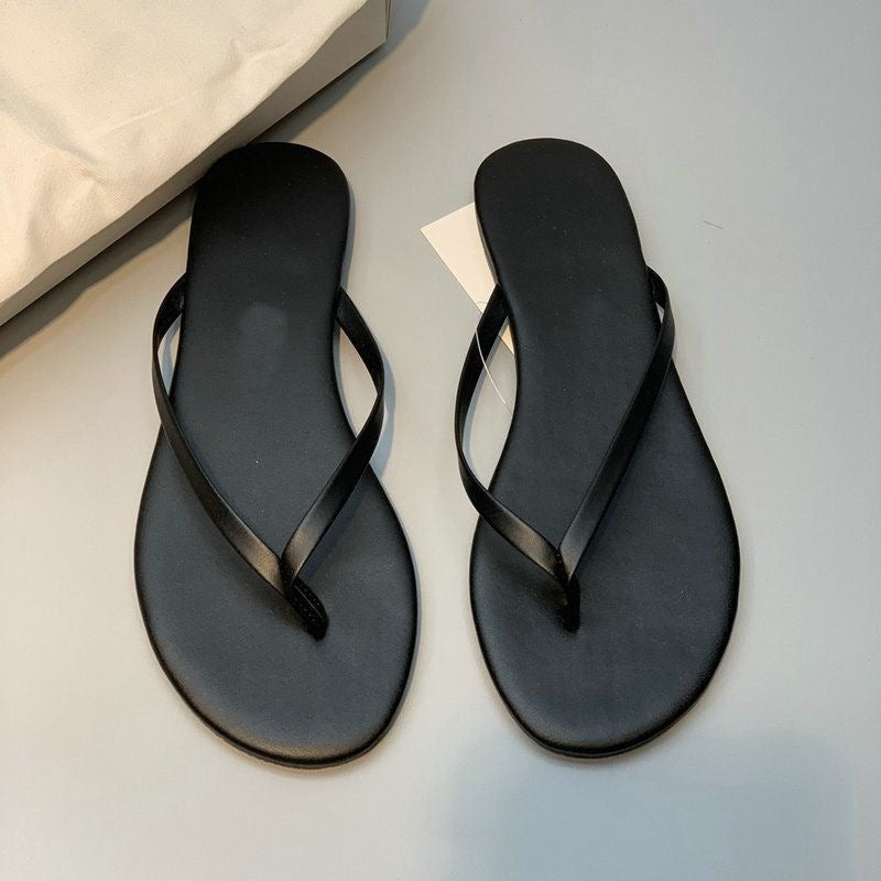 Damen stilvolle Flip-Flops mit glänzendem Riemendesign