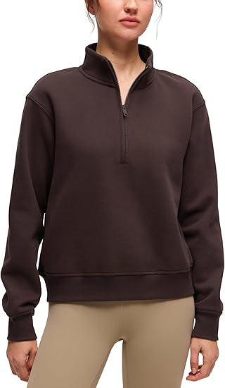 Damen Oversize-Sweatshirt mit halbem Reißverschluss, Stehkragen und Rippbündchen Shop Nory