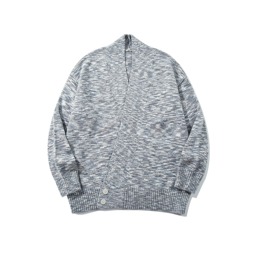 Damen Oversize-Strickcardigan mit tiefem V-Ausschnitt, Knopfleiste am Saum und melierter Struktur Shop Nory