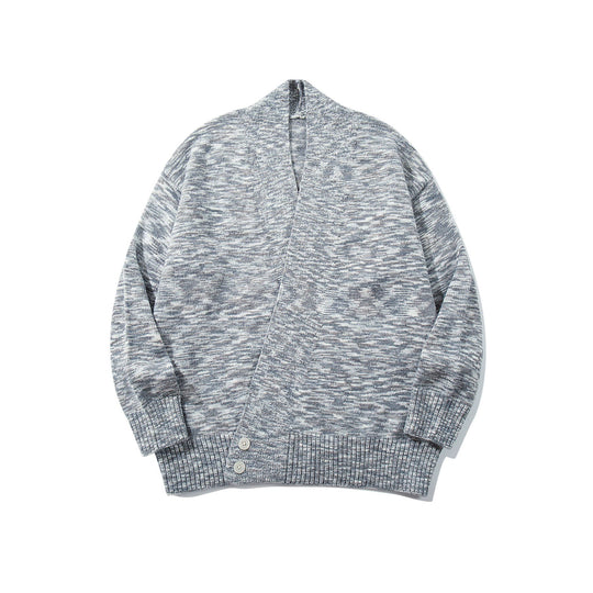 Damen Oversize-Strickcardigan mit tiefem V-Ausschnitt, Knopfleiste am Saum und melierter Struktur Shop Nory