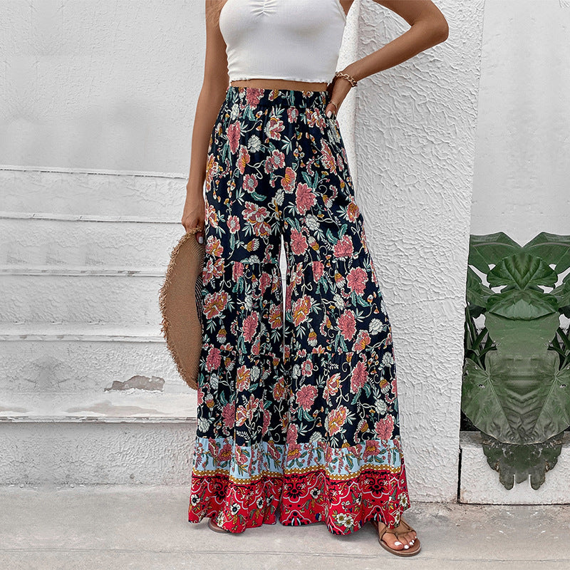 Damen Maxirock mit Stufen, elastischem Bund und floralem Boho-Print Shop Nory