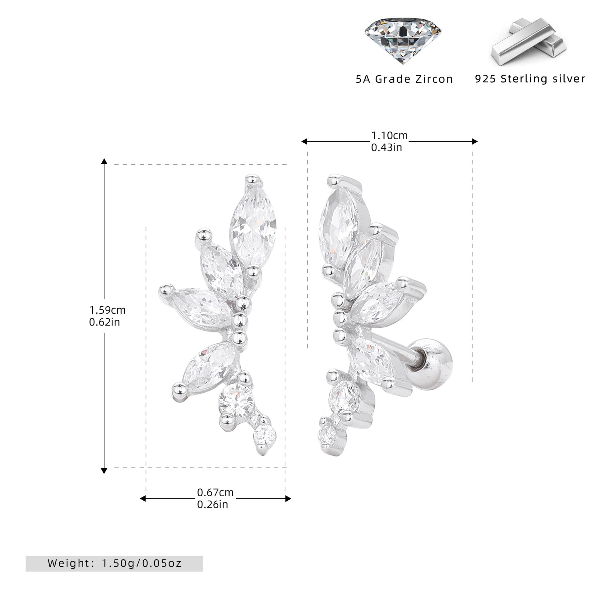 Damen Ohrhänger mit luxuriösem Zirkon-Arrangement aus 925 Sterling Silber Shop Nory