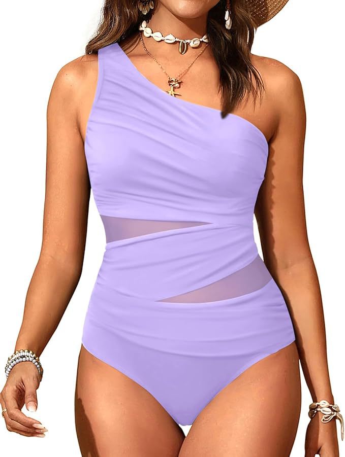 Damen stilvoller Badeanzug mit asymmetrischem Schnitt