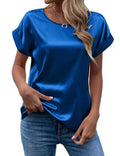 Damen Satin T-Shirt mit elegante Details