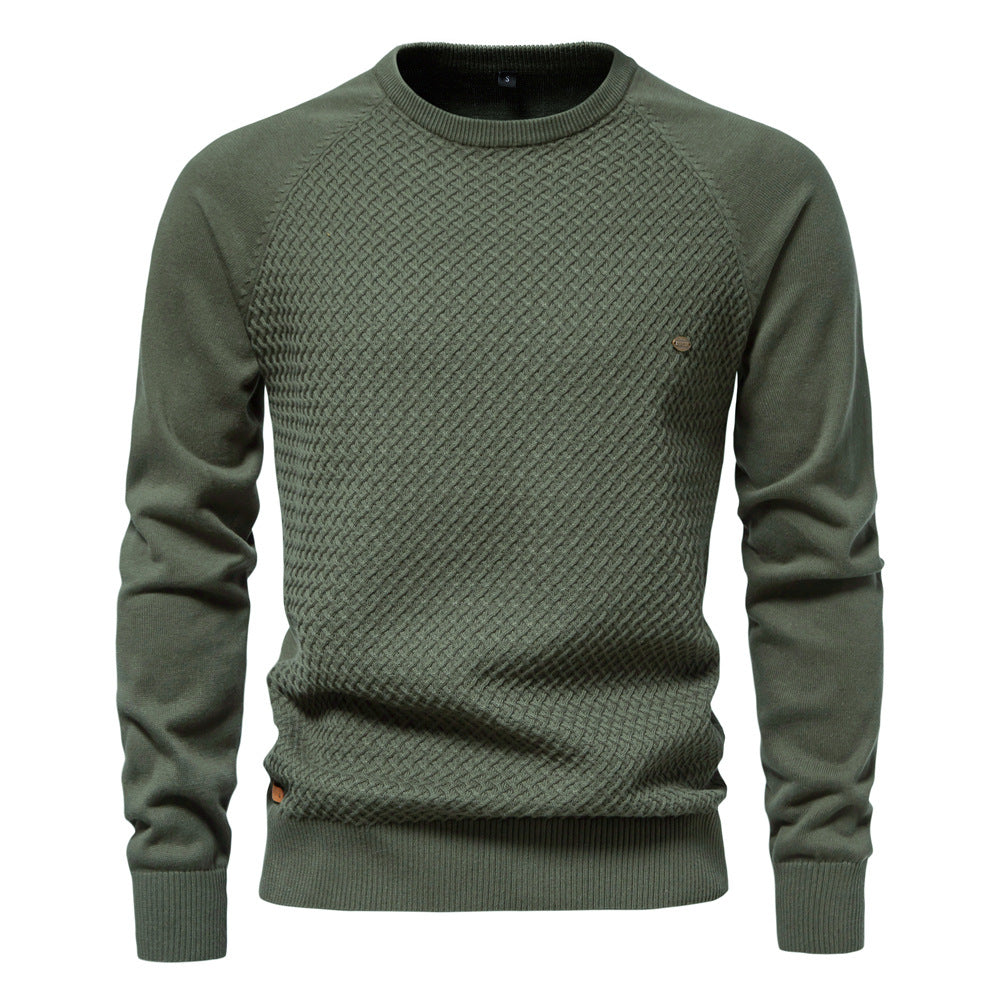 Herren Strickpullover mit modernem Strukturmuster und Rundhalsausschnitt