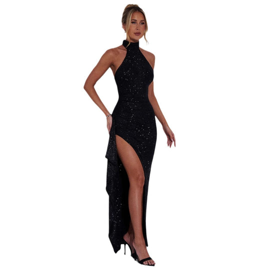 Damen Elegantes Abendkleid mit hohem Schlitz und Glitzerdetails