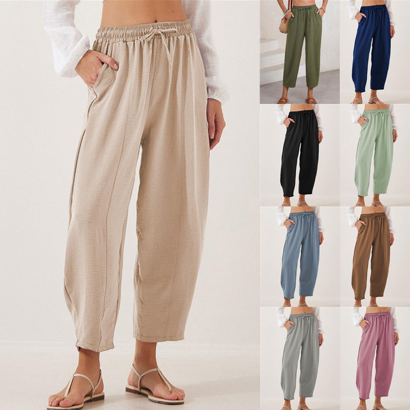 Damen lässige Freizeithose mit elastischem Bund und praktischen Seitentaschen