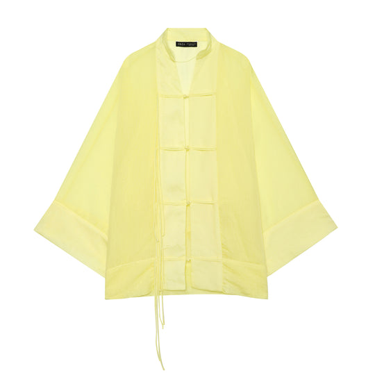 Damen Kimono-Capejacke mit Chinaknopfverschluss und langen Quasten Shop Nory