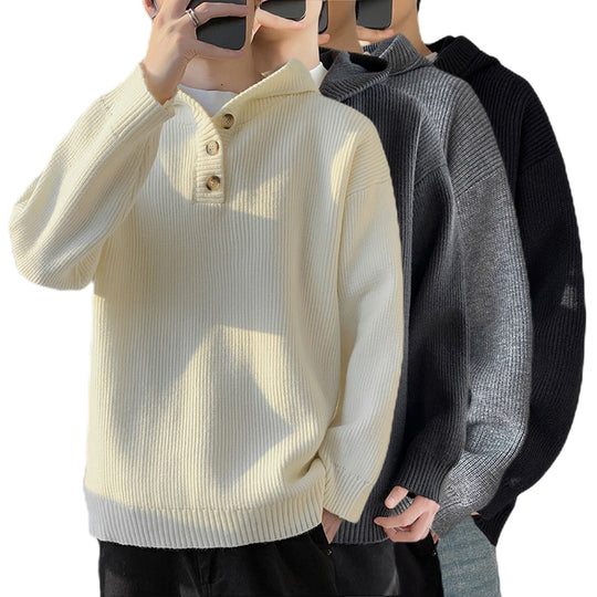 Herren Gemütlicher Hoodie mit Knopfdetails und Rippenstruktur Shop Nory